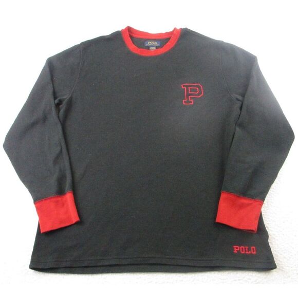 Ralph Lauren Polo Shirt Mens‎ Size XL Sleepwear Black Red Long Sleeve Pullover - Picture 1 of 8